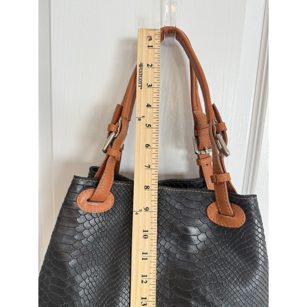 Borse In Pelle Handbag Genuine Leather Hobo Shoulder Purse Python Embossed - Picture 10 of 12